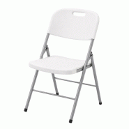Chaise pliante blanche 52x48x85cm Plastique renforcé Intérieur/Extérieur - Chaise de Jardin Camping Balcon Réceptions KZ Garden - blanc 3701599337887