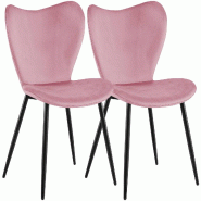 CLP Lot de 2 Chaises de Salle a Manger Maika Velours HBT: 80x50x58 cm Rose Velours - rose textile 328545