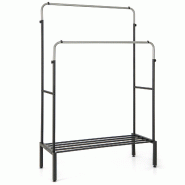 COSTWAY Portemanteau avec 2 tringles à vêtements, double porte-manteau à hauteur réglable, 108 x 50 x 125 cm - noir métal VL32389EX