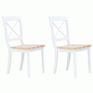 Décoshop26 - Set de 2 chaises de salle à manger blanc et bois clair bois hévéa massif blanc DEC025475 - blanc 3000255269839 Décoshop26 - Set de 2 chaises de salle à manger blanc et bois clair bois hévéa massif blanc DEC025475 - blanc 3000255269839