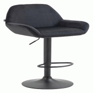 Décoshop26 - Tabouret de bar en velours rembourré noir base trompette métal noir mat TDB10423 - noir 3000457669604