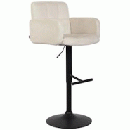 Décoshop26 - Tabouret de bar pivotant en velours crème et métal noir avec accoudoirs repose-pieds et dossier TDB10652 - noir 3002471332694