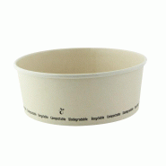 Ecolomique - 45Pcs - Saladier rond en carton fibre de bambou "Buckaty" Ø184mm H69mm 1200ml - beige en carton ECO210PCPLA1200
