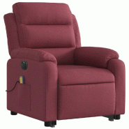 Fauteuil inclinable de massage électrique Rouge bordeaux Tissu Modèle Corvélia - 8721012175075