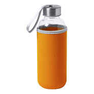 Gourde de sport en verre 420 ml - avec housse néoprène rouge et dragonne Gourde de sport en verre 420 ml - avec housse néoprène rouge et dragonne