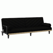Helloshop26 - Canapé-lit avec accoudoirs 205 x 89 x 70 cm tissu noir 02_0021017 - noir polyester 3001152688006