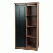 Mendler Armoire HWC-K75, commode Highboard, porte coulissante 8 compartiments de rangement, aspect bois métal industriel 163x76x38cm ~ marron - marro