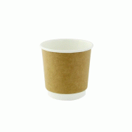 Nvase ECOLOMIQUE - 6 Pcs - Gobelet en carton laminé PLA double paroi kraft - 120 ml, Ø6,2 cm, Hauteur: 6 cm - marron en carton NVS8NPGCDW4K