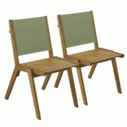 Oviala Business Lot de 2 chaises de jardin en eucalyptus et textilène vert cactus - vert Bois massif 112583 Oviala Business Lot de 2 chaises de jardin en eucalyptus et textilène vert cactus - vert Bois massif 112583