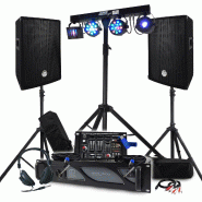 Pack Sono 1800W BM SONIC Amplificateur 1000W, Paire d'Enceintes 2x400W, Table de Mixage, Portique + 48 effets lumières EUPHORIA - 3666638038432