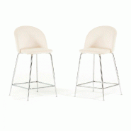 RATTATAN Lot de 2 tabourets de bar rembourrés en velours, pieds en métal, h.65 cm, pour bars, restaurants et cuisine, design élégant – Sara XL/I