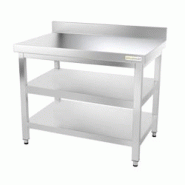 Table de travail en inox 1000 x 600 mm adossée avec 2 étagères PREMIUM / GOLDINOX - inox 3701770807376 Table de travail en inox 1000 x 600 mm adossée avec 2 étagères PREMIUM / GOLDINOX - inox 3701770807376