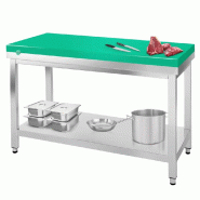 Table inox de découpe avec plan vert - Profondeur 600 mm | Ggm - 1800_0