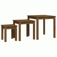 Tables gigognes 3 pcs Marron miel Bois de pin massif Modèle Patio Luxe Prime - 824976