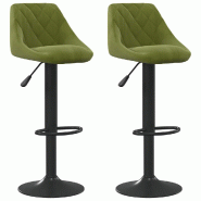 Tabourets de bar lot de 2 vert clair velours Modèle Flex Advance Pro - 335351