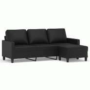 VidaXL Canapé à 3 places avec repose-pieds Noir 180 cm Similicuir Modèle Vega Executive Select - 3201024