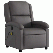 VidaXL Fauteuil de massage inclinable électrique gris cuir véritable Modèle Yervelia - 3204261