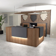 Banque d'accueil d'angle Delta avec 2 réhausses - 184, Droite, Acacia foncé, Oui, Anthracite_0