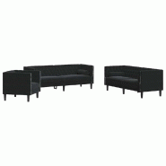 Canapé de salon 3 pcs Noir 194 x 74,5 x 70,5 cm Velours Modèle Vega StudioDesk Prestige - Matériau naturel 8721288739858