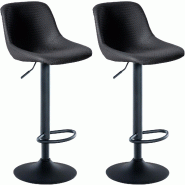CLP Lot de 2 tabourets de bar Loft Noir /Similicuir - noir polyester 322449