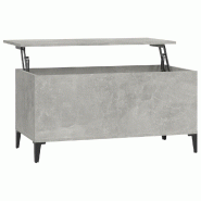 Décoshop26 - Table basse avec plateau relevable design moderne 90 x 44,5 x 45 cm bois d'ingénierie gris et métal DEC039355 - gris métal 3000264341212