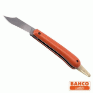 Greffoir 11 cm Bahco - droitier, rouge, lame très affûtée avec spatule repliable en laiton