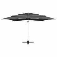 Helloshop26 - Parasol à 4 niveaux avec mât en aluminium 250 x 250 cm anthracite 02_0008784 - 3000470582720