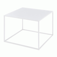 Helloshop26 - Table basse console d'appoint avec plateau carré acier 60 x 60 x 45 cm blanc mat 03_0010850 - 3000225443153