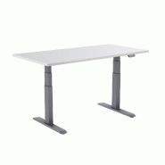 KIMEX - Bureau motorisé assis-debout 150x75cm Plateau blanc/Pied gris - blanc 3700685422643