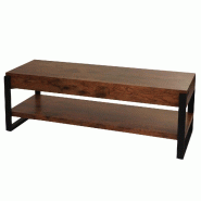 Mendler TV-Rack HWC-L53, Table de télévision Lowboard TV-Table, métal 42x120x44cm ~ chêne sauvage foncé - marron Bois massif 99703