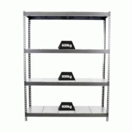 PROREGAL Étagère pour charges lourdes METAL BEAST FOUR | HxLxP 200x180x75cm | Charge du compartiment 600kg | Gris - gris métal PR_RS17-50 PROREGAL Étagère pour charges lourdes METAL BEAST FOUR | HxLxP 200x180x75cm | Charge du compartiment 600kg | Gris - gris métal PR_RS17-50