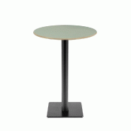 RestooTab - Mange-debout Milan T Ø50cm vert celadon chants couleur bois - vert fonte TB-MITFF-R50M-VER.CEL-BOI