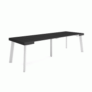 SKRAUT HOME Table console extensible, 260, Pour 12 personnes, Pieds en bois, Noir - noir Bois manufacturé 379_6