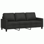 VidaXL Canapé à 3 places Noir 180 cm Tissu Modèle Uvessix - 359175