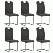 VidaXL Chaises à manger cantilever lot de 6 gris similicuir Modèle Diamant - 275462