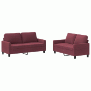 VidaXL Ensemble de canapés 2 pcs avec coussins Rouge bordeaux Tissu Modèle Parfait Horizon - 3201450