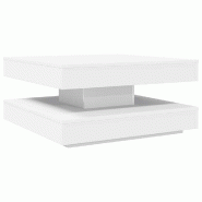 VidaXL Table basse rotative à 360 degrés blanc 70x70x34,5 cm Modèle Velvet Élite - 858479