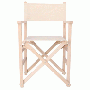 WellHome - Fauteuil director en bois de hêtre finition non vernie 51,5x46x86 cm - beige WH13231