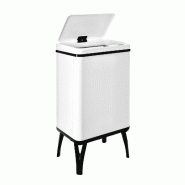 WellHome - Poubelle Intelligente 40L de couleur Blanche 35,5x26x71,5cm - Ouverture Automatique/Manuelle - blanc inox WH13694