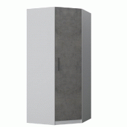 ARMOIRE D'ANGLE DRESSING LOFT BLANC MAT 1 PORTE GRIS BÉTON 100 X 100 CM