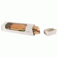 Boite à sandwich Premium carton blanc à fenêtre PET 29x7,5x5,5cm - par 400