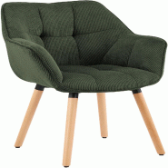 CLP Chaise de salle à manger Milford en velours côtelé Cordon HBT: 82x63x60 cm Vert Cordon - vert textile 327794