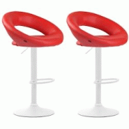 CLP Lot de 2 Tabourets de bar Olinda en similicuir hauteur réglable et siège pivotant Rouge/Blanc - rouge polyester 320286 CLP Lot de 2 Tabourets de bar Olinda en similicuir hauteur réglable et siège pivotant Rouge/Blanc - rouge polyester 320286