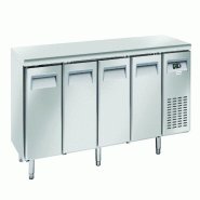 Cool Head Table réfrigérée en acier inoxydable avec 4 portes. Dégivrage automatique. Température -2°C/+8°C.  Mesure 225x70x85 cm. Cool Head QR4