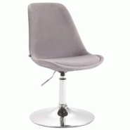 Décoshop26 - Chaise de salle à manger en velours gris hauteur réglable pied métal aspect chromé trompette CDS101119 - gris 3000436569604 Décoshop26 - Chaise de salle à manger en velours gris hauteur réglable pied métal aspect chromé trompette CDS101119 - gris 3000436569604