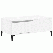 Décoshop26 - Table basse avec tiroir design moderne et contemporaine 90 x 50 x 36,5 cm bois d'ingénierie blanc et métal DEC037995 - blanc métal 30