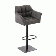 Décoshop26 - Tabouret de bar chaise haute de comptoir couture carrées assise en tissu gris titane cadre en métal noir 10_0004699 - gris 3000252241913 Décoshop26 - Tabouret de bar chaise haute de comptoir couture carrées assise en tissu gris titane cadre en métal noir 10_0004699 - gris 3000252241913