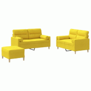 Ensemble de canapés 3 pcs avec coussins jaune clair tissu Modèle Fusion Moderne - 8721012065642