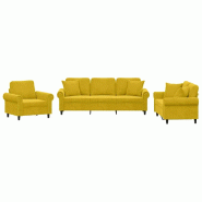 Ensemble de canapés 3 pcs avec coussins jaune velours Modèle Lornelis - 8721012071636