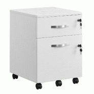 Helloshop26 - Caisson de bureau caisson de rangement classeur armoires basses 2 tiroirs pour dossiers suspendus blanc 12_0004814 - 3000222681787